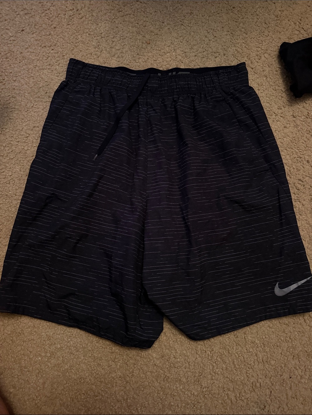 Nike Men’s Black Heathered Athletic Shorts with Reflective Swoosh